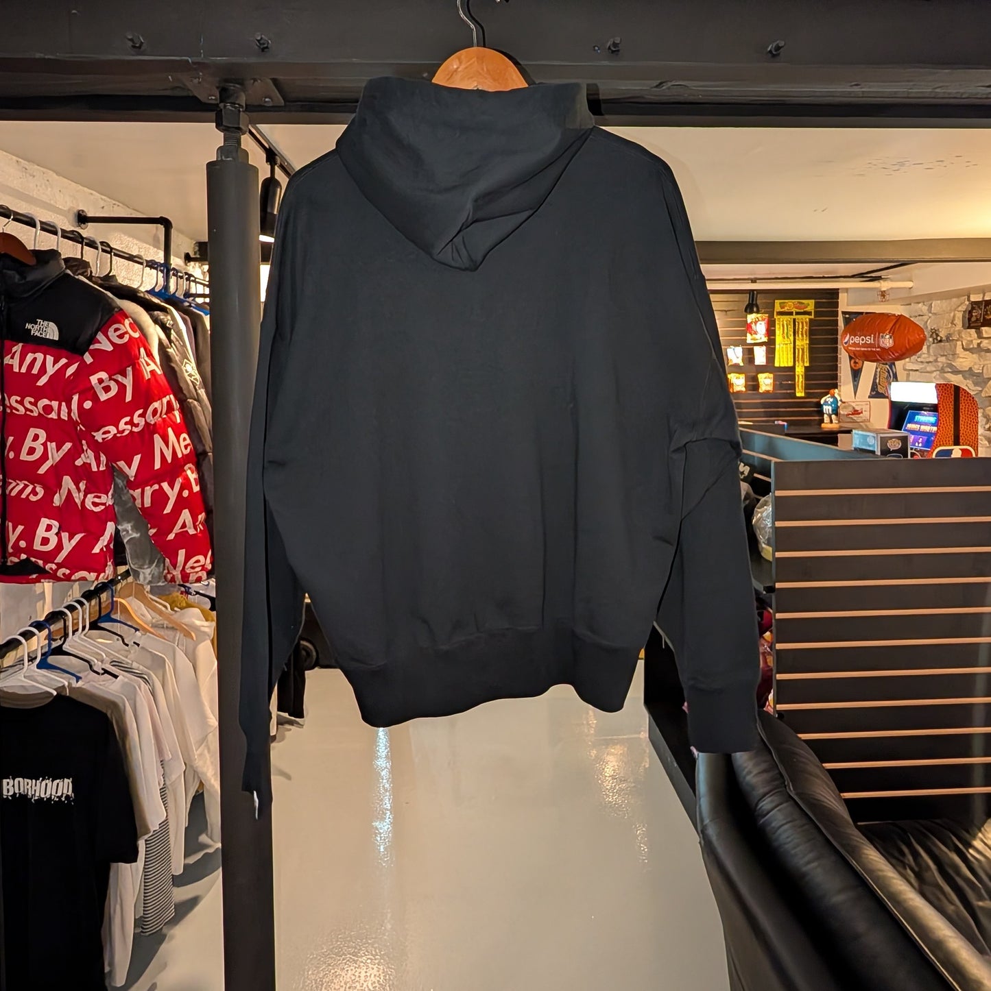 A Bathing Ape Embroidery Loose Fit Pullover Hoodie (Black)