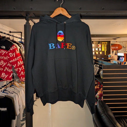 A Bathing Ape Embroidery Loose Fit Pullover Hoodie (Black)