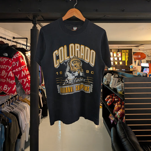 VTG Colorado Buffaloes 1990 National Champions Silver Print Tee
