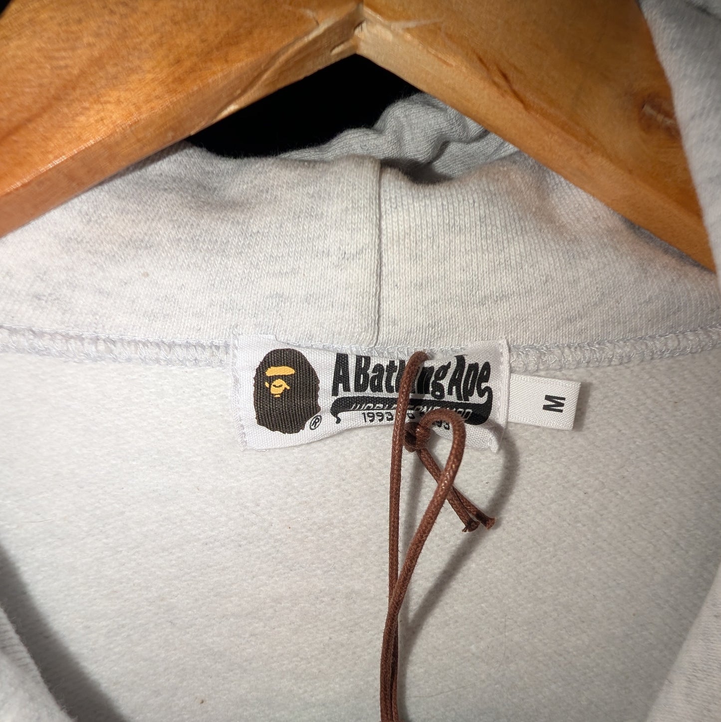 A Bathing Ape Embroidery Loose Fit Pullover Hoodie (Grey)